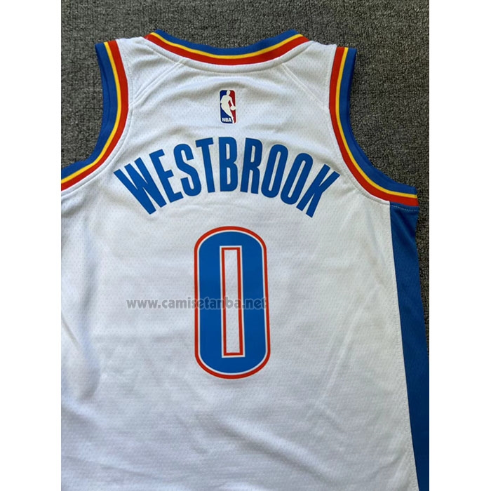 Camiseta Nino Oklahoma City Thunder Russell Westbrook #0 Association 2024-25 Blanco